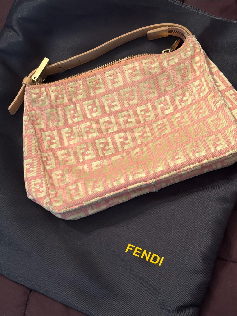 FENDI Pink Zucca Canvas Mini Top Handle Bag - Rare Vtg